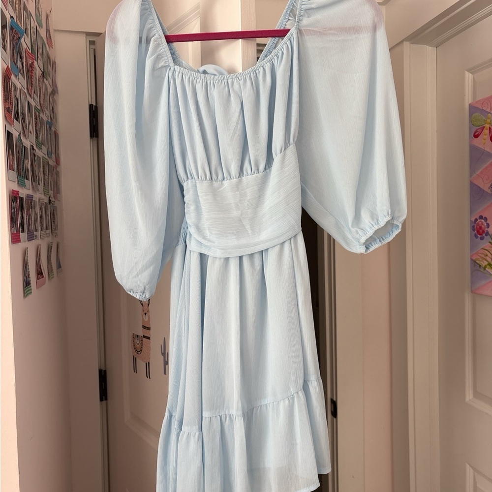 Chic Light Blue Off-Shoulder Dress